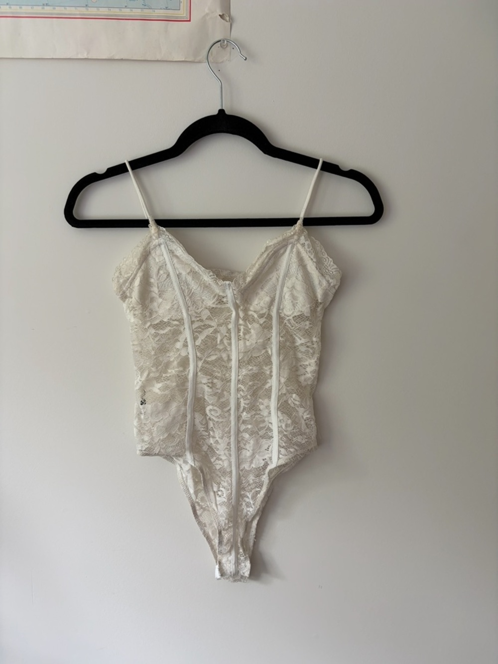 White Lace Spaghetti Strap Bodysuit Ivory Lingerie